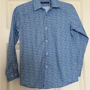 Michael Kors Boys Blue Patterned Dress Shirt